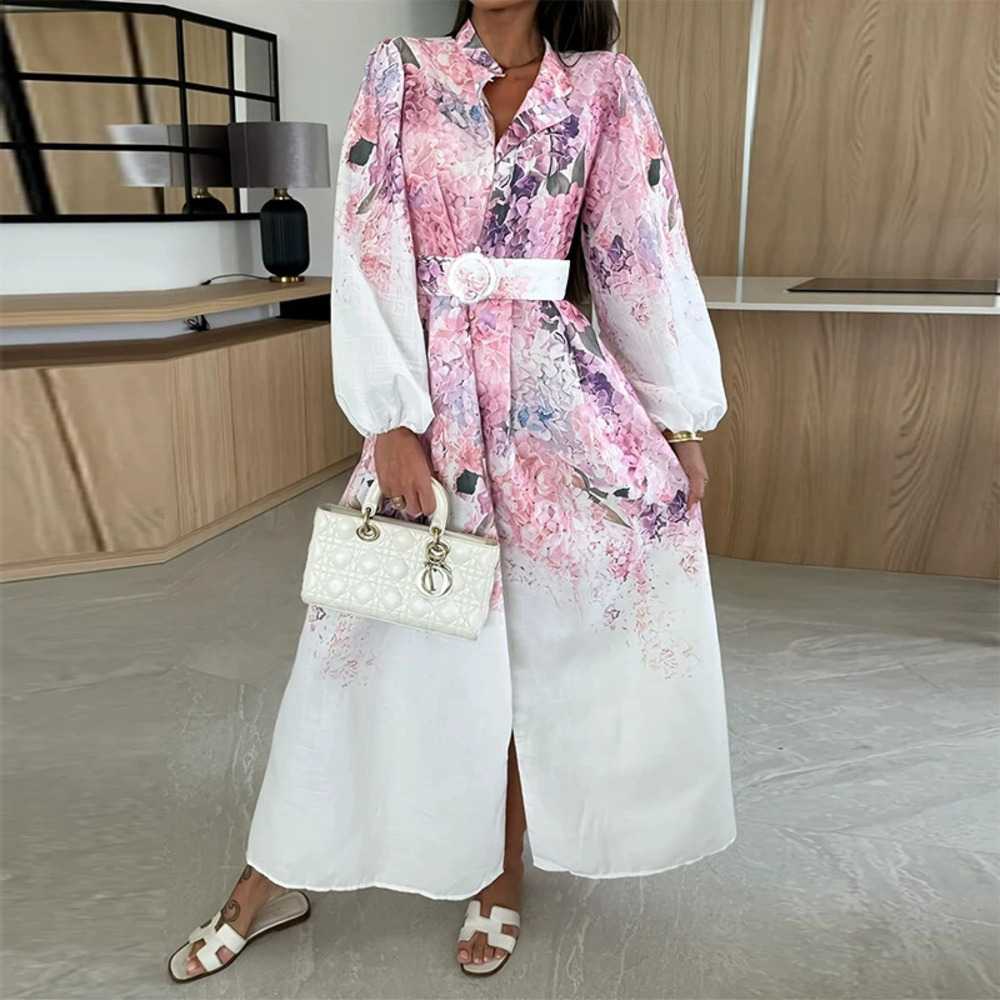 ZARA Summer Elegant Casual Loose Botanical Print Maxi Dress